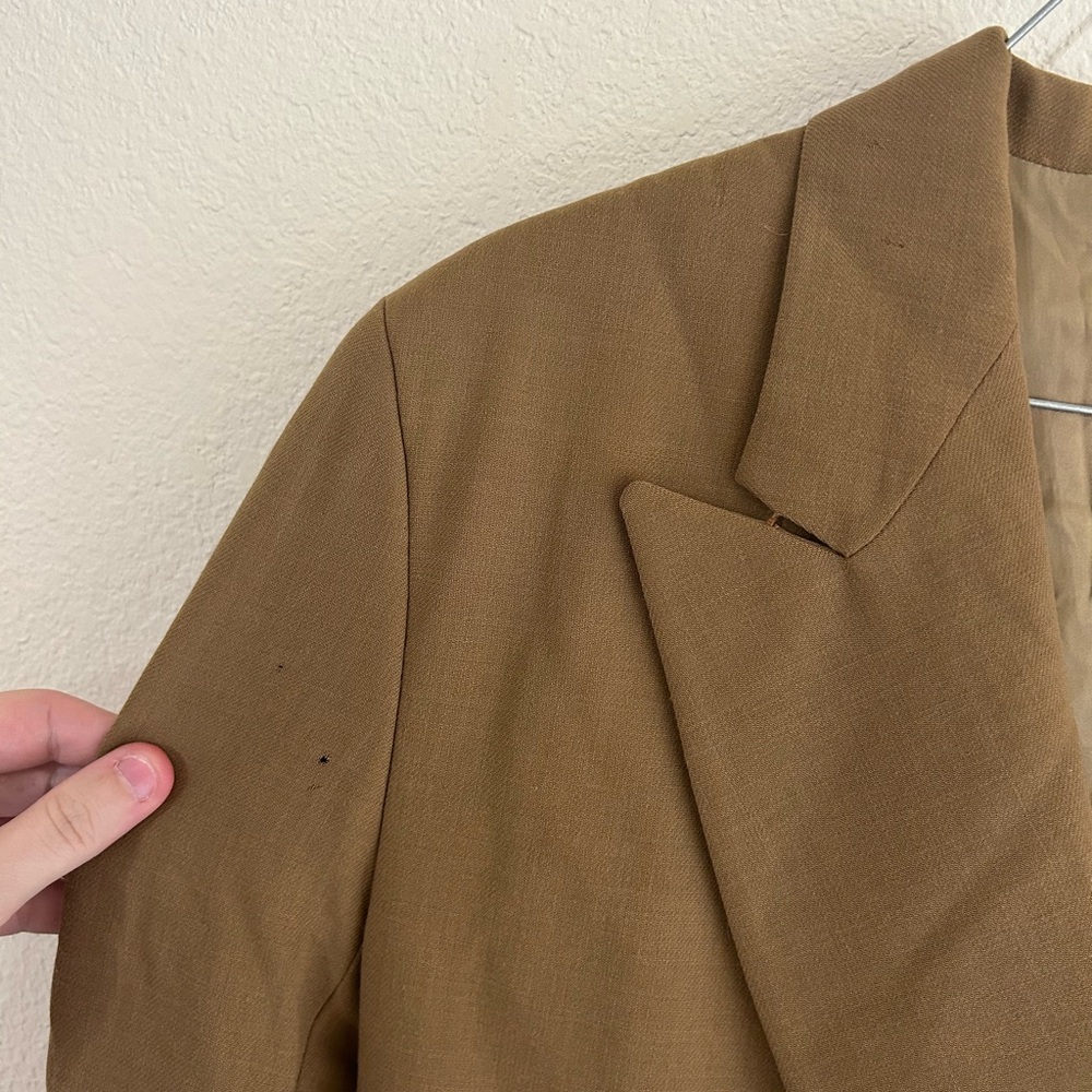 Vintage 90s DKNY Donna Karan 100% Wool Blazer Jacket Brown Business Size 4 Women - Picture 7 of 9